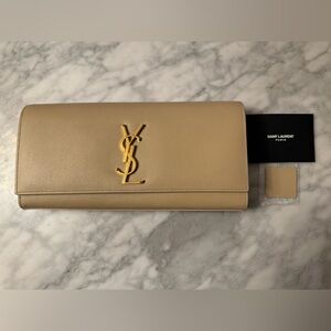 Saint Laurent Beige Leather Clutch